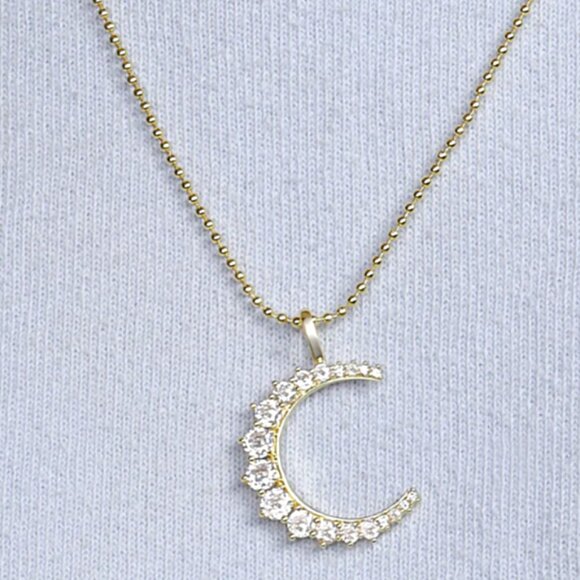 Melinda Maria The Callisto Moon Necklace in Gold and White Diamondettes - Picture 5 of 6